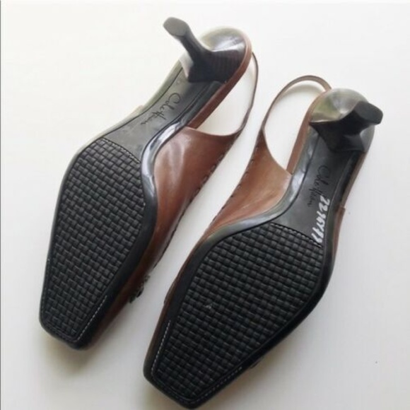 Cole Haan tan leather slingback heels sz 9.5 - Picture 3 of 3